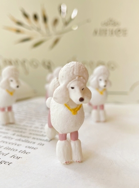 圻诺家 尾货微瑕疵 仿真动物贵宾犬迷你摆件宠物小狗手办模型