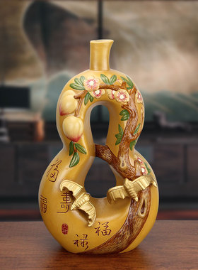 送长辈陶瓷葫芦博古架祝寿礼品