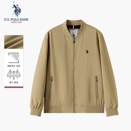 U.S. POLO ASSN.官方夹克男士外套春季休闲抗皱行政外套飞行上衣 - 图1