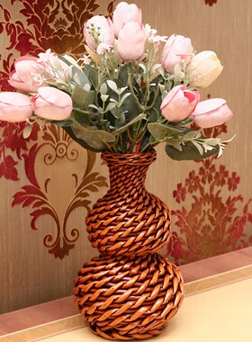 柳编田园拍摄道具仿真小葫芦花瓶