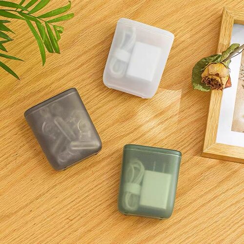 便携随身充电器收纳盒多功能耳机数据线整理盒神器桌面集线理线盒 - 图1