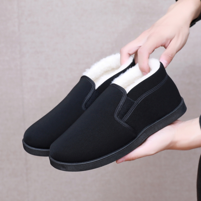 2025新款老北京布鞋男鞋冬季加绒加厚保暖防滑羊毛中老年加厚棉鞋 - 图1