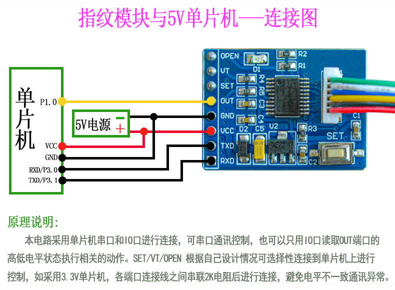 指纹识别模块电容式感应改装门禁灯具车设备启动FP1 - 图2