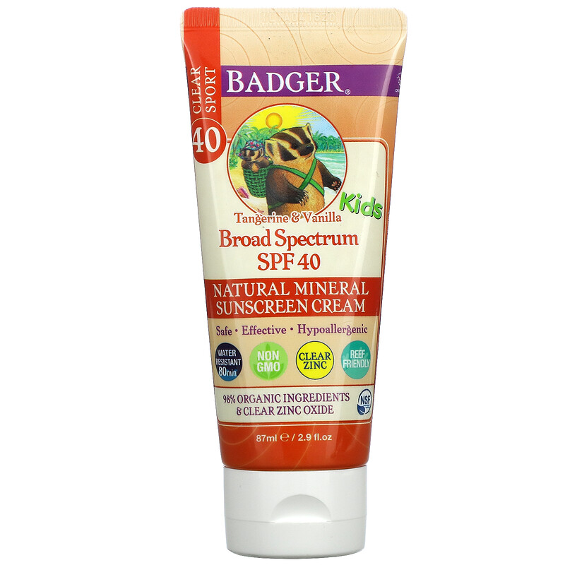 现货新款美国Badger Company儿童天然防晒霜SPF40 柑橘香草 87ML - 图0