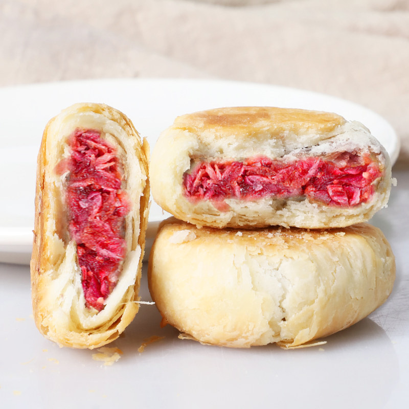 陇萃堂玫瑰鲜花饼特产玫瑰饼袋装200g传统糕点便携装小吃零食,淘宝优惠券,粉丝福利购,淘宝优惠卷