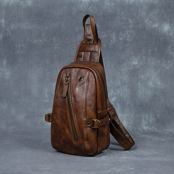 Heber bird vegetable tanned leather vertical hand-rubbed first-layer cowhide shoulder crossbody bag men's ຫນັງແທ້ casual ຖົງຫນ້າເອິກ