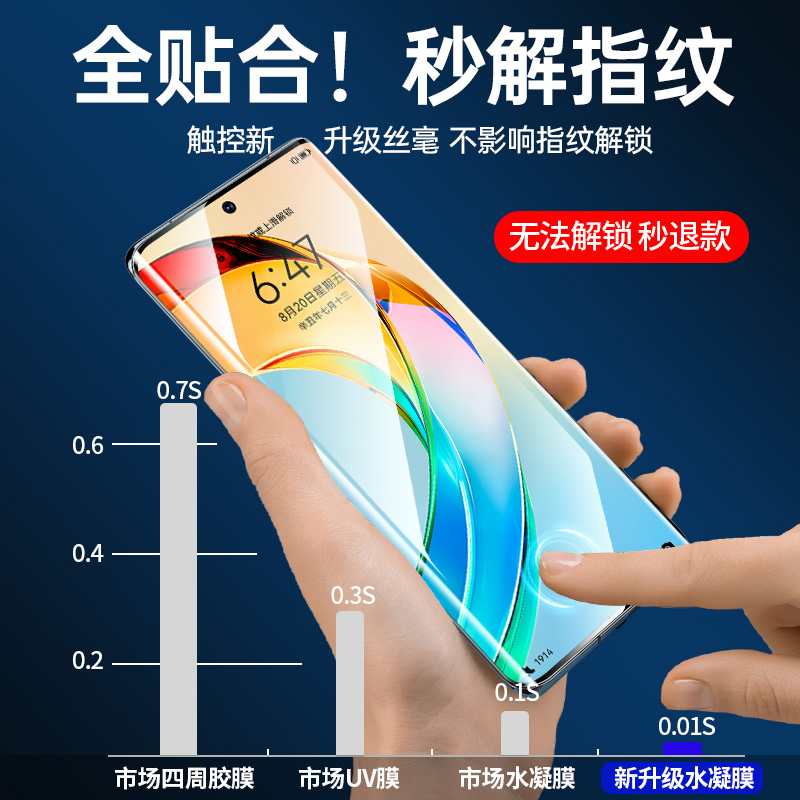 适用荣耀x50手机膜x50gt水凝膜新款的曲面适用华为huawei荣耀honor全屏覆盖全包防摔曲屏防爆手机保护软贴膜 - 图1