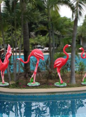 火烈鸟摆件园林雕塑玻璃钢仿真动物户外别墅幼儿园花园庭院装饰品