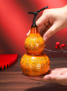 全黄铜百福葫芦开口空心福禄家居