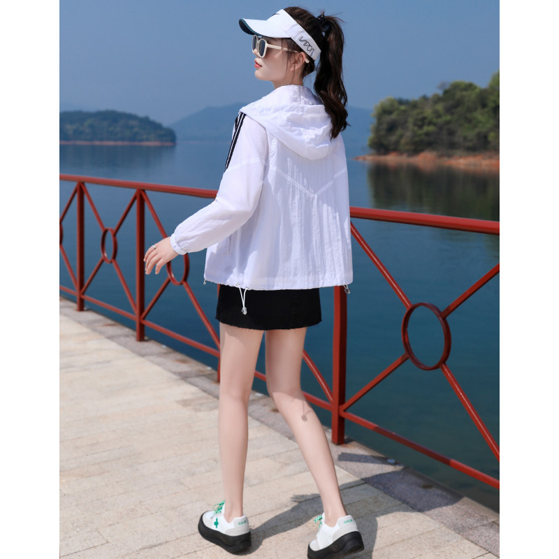 白色短款2023年夏新款透气bf防晒衣 呦咔短外套