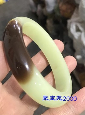 带糖色玉石手镯手环礼物女士旺夫玉镯子仿新疆和田玉黄口料手镯