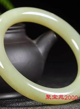 黄玉圆形玉手镯礼物仿和田玉黄口料手镯女士气质玉石圆条玉器镯子