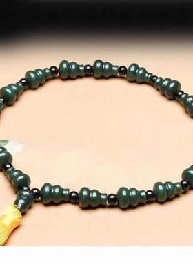 国风青玉葫芦十八子念珠手串手链玉石把件天然和田玉静心手持念珠