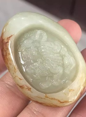 玉石生肖虎把玩件玉石虎虎生威文玩玉把玩真品新疆和田玉老虎挂件