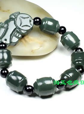 玉石皮休手串玉节节高升手饰天然新疆和田玉青玉男女士玉貔貅手链