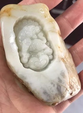 玉石生肖虎把玩件男女护身新疆和田玉白玉原石带皮精雕老虎手把件