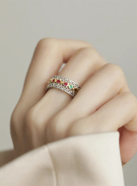 复古宫廷风蕾丝彩锆戒指