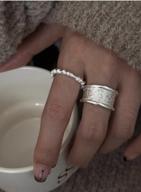 重工肌理纹宽面戒指女宽边