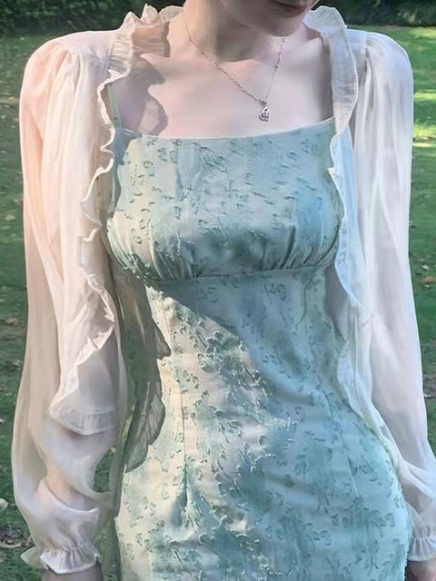 ເສື້ອຢືດຜ້າກັນແດດຜ້າໄຫມ shawl chiffon cardigan lace