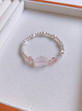 少女心桃花手串拉丝猫眼银光闪烁