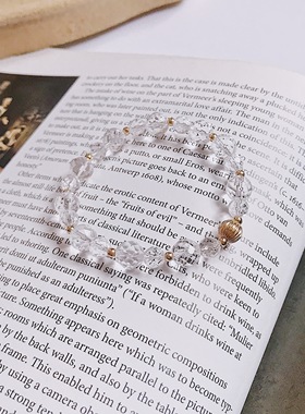 设计感天然白水晶14k金手链掉色