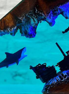 大白鲨和情侣潜水员小夜灯免费潜水独特的夏季礼物送给他的礼物