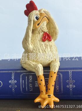 跨境搞怪栅栏装饰鸡恶搞公鸡庭院装饰摆件树脂工艺品园艺花园装修