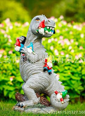 跨境恐龙小矮人雕像室内室外装饰树脂工艺品摆件花园庭院户外雕塑