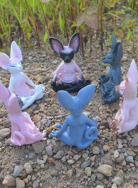 跨境坐姿动物打坐猫摆件坐禅创意家居花园装饰品树脂工艺品