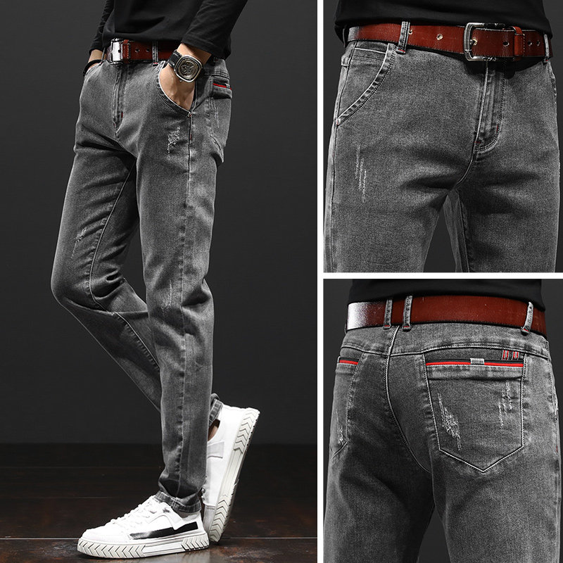 高端男潮牌秋冬款修身韩版牛仔裤 凯登狮服饰牛仔裤