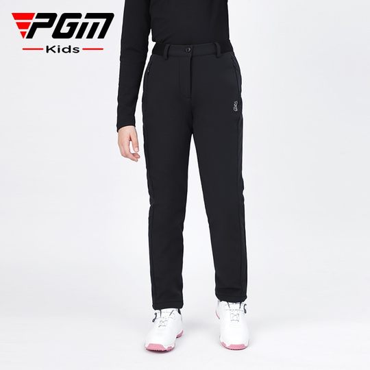 PGM高尔夫服装儿童秋冬季女童薄绒运动服长裤加绒童装青少年裤子