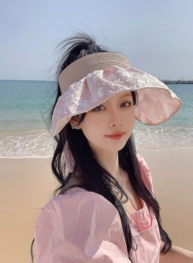 2026新款空顶防晒帽子编织遮脸
