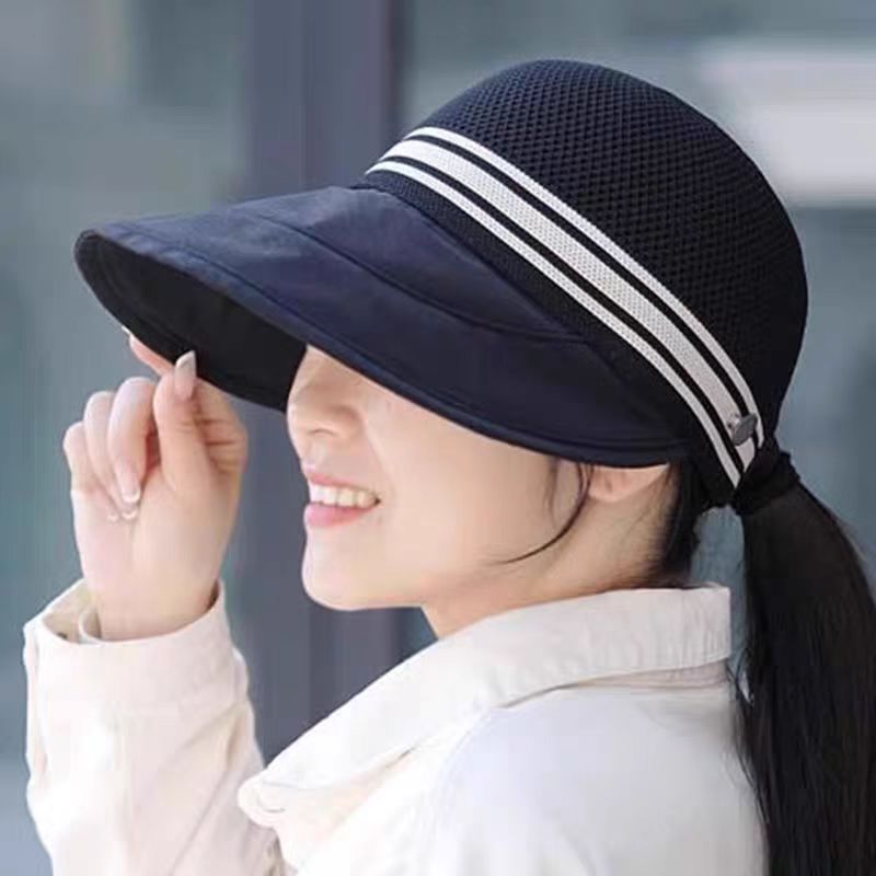 2025新款防晒遮阳帽子女夏季速干镂空透气大檐空顶沙滩遮脸渔夫帽