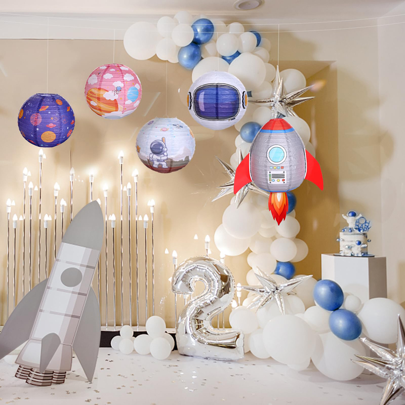 幼儿园太空主题环创教室美工区布置装饰八大星球宇航员火箭纸灯笼-图1