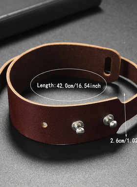 欧美新款配饰创意百搭绕2圈男士牛皮手链简约可调节光面复古手镯