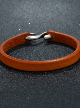 欧美跨境新款复古简约牛皮手链男士饰品时尚百搭朋克摇滚真皮手链