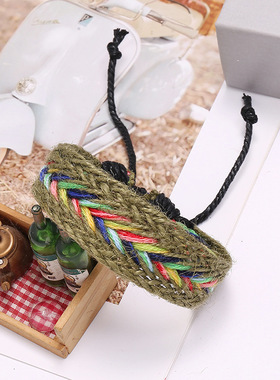 民族风七彩图腾麻绳手链手环