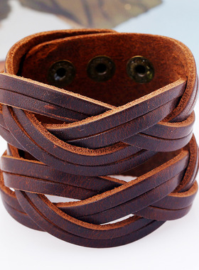 欧美热销牛皮手链朋克