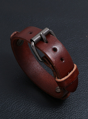 欧美男士饰品简约朋克风牛皮