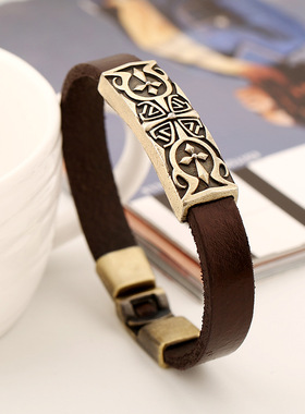 欧美手链牛皮简约复古