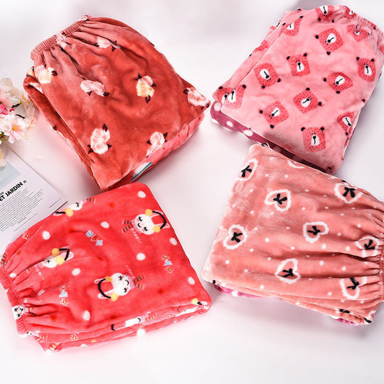 Flannel pajama pants for women in autumn and winter plus velvet thick wide-leg pants internet celebrity style can be worn outside with larger size home pants