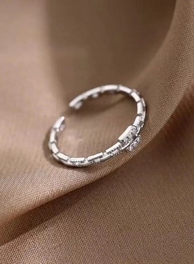 s925纯银链条戒指女小众设计ins冷淡风指环新款轻奢高级感食指戒
