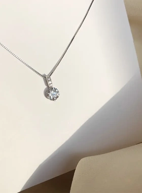 一颗钻项链女超闪镶嵌锆石吊坠简约精致冷淡风小众设计感锁骨链潮