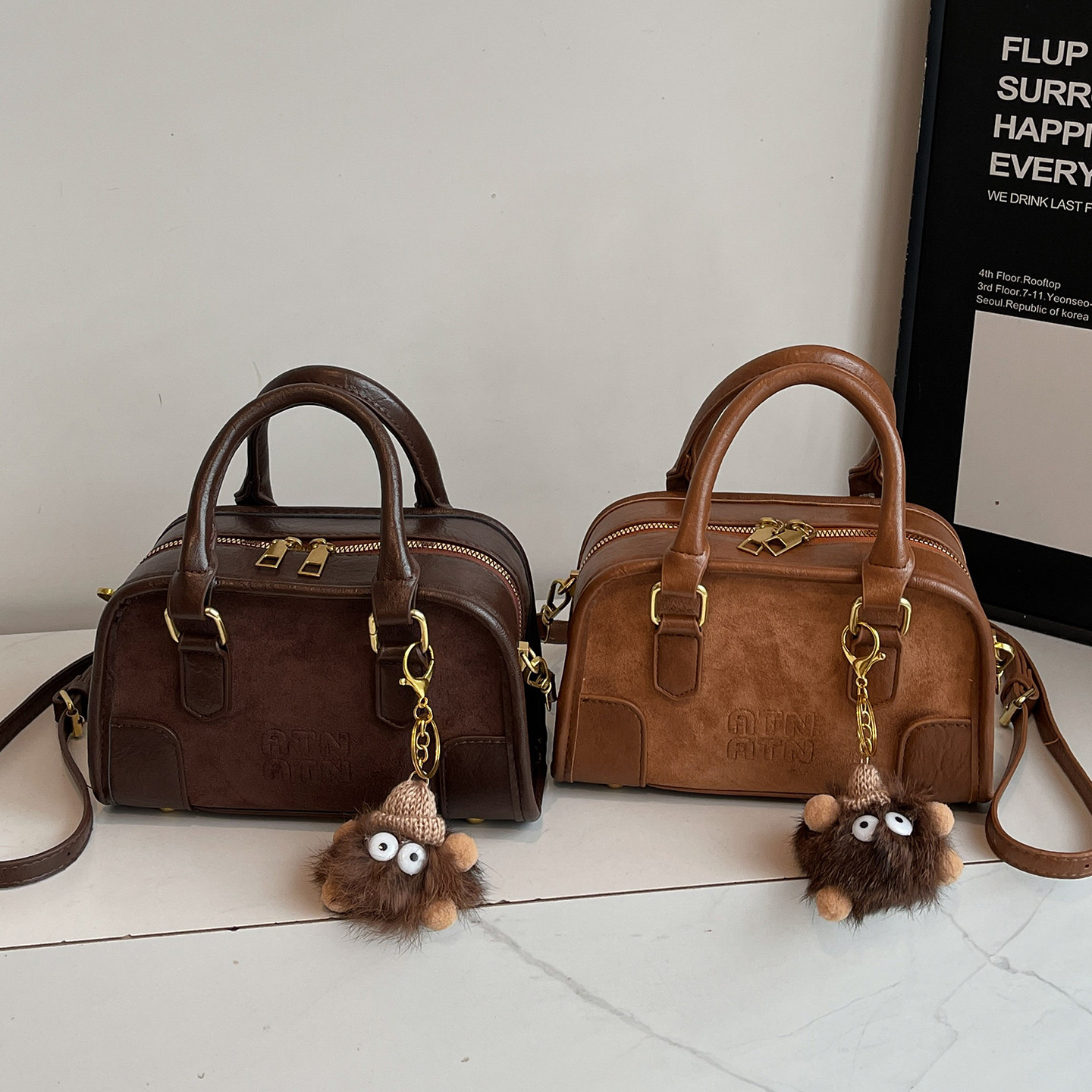 复古麂皮绒手提包包女2025新款冬时尚百搭单肩斜挎包爆款波士顿包,淘宝优惠券,粉丝福利购,淘宝优惠卷