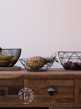 北欧简约几何风铁艺桌面水果篮