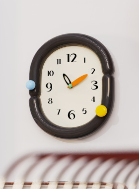 多巴胺高颜值椭圆球球数字钟家用挂墙卧室桌面装饰时钟家居摆件