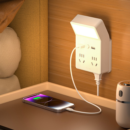 转换器插座插头三插带USB小夜灯多功能扩展一转二三四魔方多插位 - 图2