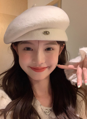 【我的头不圆】澳洲羊毛呢贝雷帽子女秋冬款大头围画家帽显脸小潮