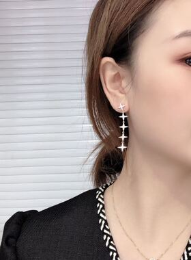 925银针星星流苏双戴耳环ins女