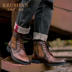 KRUSDAN da retro Martin ủng nam cao giúp mùa thu 2018 gió Anh hoang dã mới cộng với đôi bốt nhung ngắn - Giày ống giày boot nam hà nội Giày ống